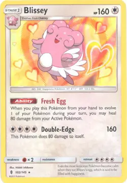 Pokemon Card - Sun & Moon Guardians Rising 102/145 - BLISSEY (holo-foil) - NM/M - Image 1