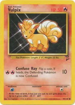 Pokemon Card - Base 2 Set 99/130 - VULPIX (common) - NM - Image 1