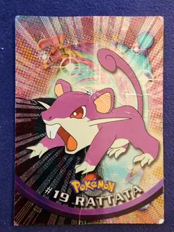RATTATA Pokemon 1999 Topps 19 Black Logo TV Animation Edition Holo Foil DMG - Image 1