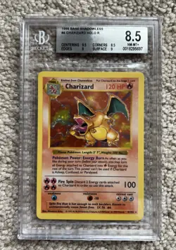1999 Pokemon Base Set Shadowless #4 Charizard Holo Rare BGS 8.5 Mint - Image 1