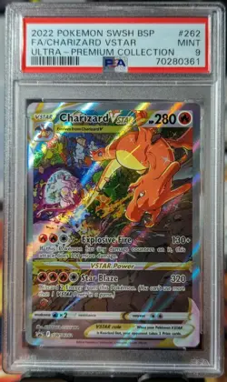 2022 POKEMON SWSH BLACK STAR PROMO #262 FULL ART/CHARIZARD VSTAR PSA 9 MINT - Image 1
