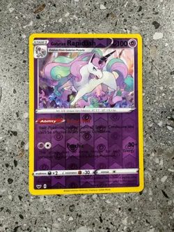 Pokemon TCG Galarian Rapidash 082/202 Sword & Shield Base Reverse Holo Rare NM - Image 1