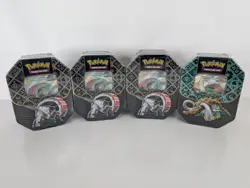 Pokemon TCG Paldean Fates Great Tusk (1) & Iron Treads (3) Tins NEW Lot of 4 - Image 1