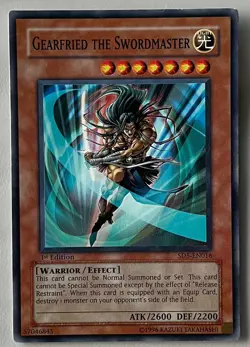 YuGiOh! GEARFRIED THE SWORDMASTER Card Light Played 1996 1st Edition SDS-EN016 - Image 1