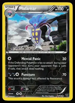 Malamar 77/146 Rare XY Base Set Reverse Holo Pokemon Card - Image 1