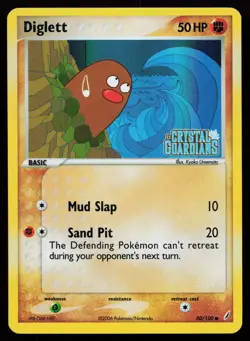 Diglett 50/100 Common Crystal Guardians Reverse Holo Stamped Pokemon Card - Image 1