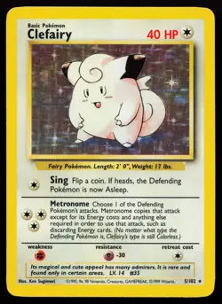 Clefairy 5/102 Holo Rare Base Set Pokemon Card - Image 1