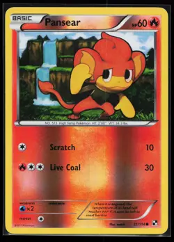 Pansear 21/114 Common Black and White Reverse Holo Pokemon Card - Image 1