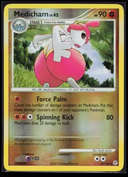 Medicham 32/130 Rare Diamond and Pearl Reverse Holo Pokemon Card - Image 1