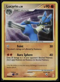 Lucario 3/11 Trainer Kit: Manaphy & Lucario Double SWIRL Ink Bleed Pokemon Card - Image 1