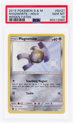 2019 Pokemon Sun and Moon Hidden Fates Magnemite Shiny Vault Holo #SV27 PSA 10 - Image 1