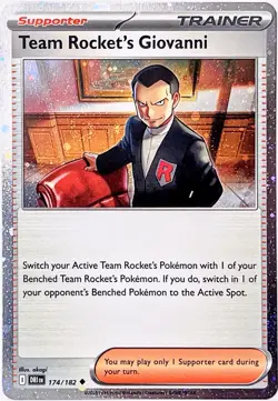 Team Rockets Giovanni 174/182 COSMOS HOLO SWIRL Pokemon TCG 2025 Destined Rivals - Image 1