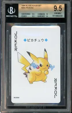 BGS 9.5 - Pikachu #025A Joker - Pokemon Silver Poker Playing Card 1999 Vintage - Image 1