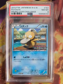 Pokemon Card Enton Psyduck Gym Challenge BW Promo Black Star Japanese PSA 8 - Image 2