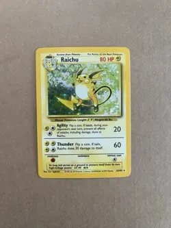 Raichu 14/102 HOLO Rare Base Set Unlimited 1999 Vintage WOTC Pokemon Card LP - Image 1