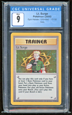 2000 LT. SURGE HOLO GYM HEROES CGC 9 MINT #17/132 TRADING POKEMON CARD GAME TCG - Image 1