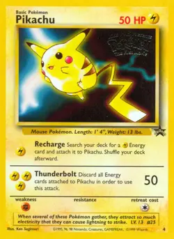 Pikachu 4 Promo Warner Bros Pokemon Card MP - Image 1