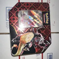 Pokemon TCG Shiny Charizard ex Paldean Fates Tin Sealed Unopened - Image 1