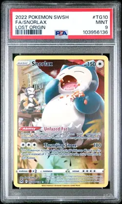 2022 Pokemon SWSH Lost Origin SNORLAX TG10/TG30 PSA 9 Ultra Rare Trainer Gallery - Image 1