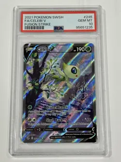2021 Pokemon SWSH Fusion Strike - Celebi V #245 PSA 10 GEM MT - Image 1