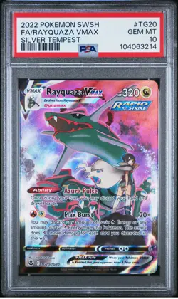 2022 Pokemon Sword & Shield Silver Tempest Rayquaza VMAX #TG20 PSA 10 - Image 1