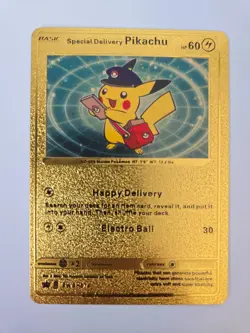 Pokemon Special Delivery Pikachu Gold Foil Promo SWSH074 Fan Art - Image 1