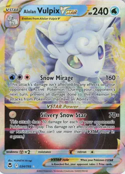 Alolan Vulpix VSTAR 034/195 Ultra Rare Holo SWSH12: Silver Tempest NM Pokemon - Image 1