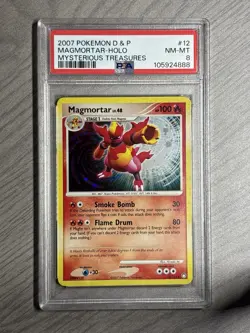 2007 Pokemon TCG Magmortar 12/123 Mysterious Treasures Holo PSA 8 Near Mint - Image 1