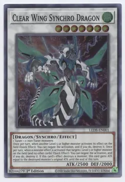 LED8-EN001 Clear Wing Synchro Dragon Super Rare 1st Edition YuGiOh - Image 1