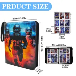 Pockets Football Card Binder, 900 Pocket Trading Card Zip Binde, Premium Doub... - Image 2