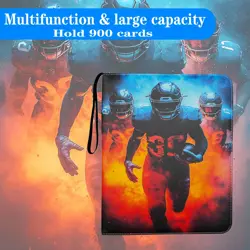 Pockets Football Card Binder, 900 Pocket Trading Card Zip Binde, Premium Doub... - Image 3