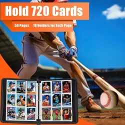 Trading Card Binder Album, PU Leather Baseball Card Binder with 900 Side Load... - Image 2