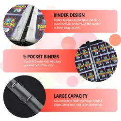 Trading Card Binder for TCG Cards, 9-Pocket Portable Card Collector Ablum Hol... - Image 3