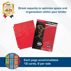 Double-Sided 9-Pocket Pages Holder - 50 Red Pages | Trading Card Binder Sheet... - Image 2