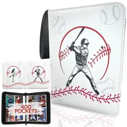 Baseball Card Binder, Trading Card Album with 50 Removable Sleeves Fit 400 Ba... - Image 1
