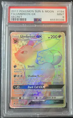 2017 POKEMON SUN & MOON 154 FULL ART/UMBREON GX SECRET PSA 9 - Image 1