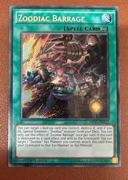 YUGIOH! ZOODIAC BARRAGE 1ST EDITION SECRET RARE MP17-EN212 PACK TO SLEEVE - Image 1