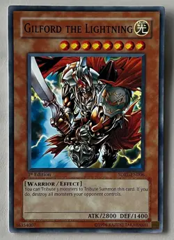 YuGiOh! GILFORD THE LIGHTNING Card Lightly Played 1996 1st Edition SDRL-EN006 - Image 1