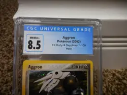 Aggron cgc 8.5 NM MINT+ EX Ruby & Sapphire card 1/109 HOLO Pokemon 2003 psa ccg - Image 2