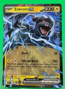 2025 Pokemon Black Bolt #034/086 Zekrom ex DOUBLE RARE Holo Card LP - Image 1