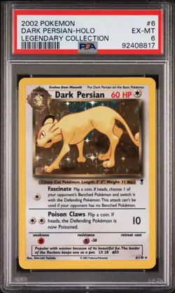 PSA 6 - Dark Persian 6/110 2002 - Legendary Collection Pokemon Card- EX MINT - Image 1