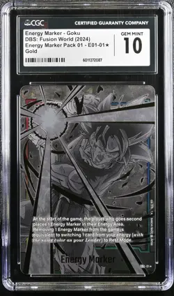 Energy Marker - Goku E01-01 CGC 10 Fusion World Dragon Ball Super Card - Image 1