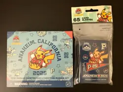 Pokemon World Championships 2025 PIKACHU CARD SLEEVES/ COIN & MARKER SET-VARSITY - Image 1