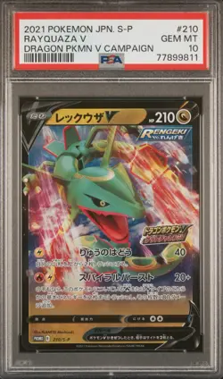 2021 Pokemon Rayquaza V 210/S-P Dragon Campaign Promo Japanese PSA 10 US Seller - Image 1