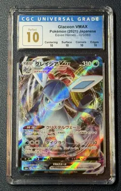 2021 Pokemon Glaceon VMAX Full Art 025/069 Japanese Eevee Heroes CGC 10 Perfect - Image 1
