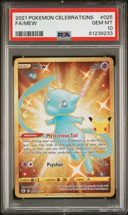 PSA 10 GEM MINT Mew Full Art Gold Pokemon Celebrations 025/025 - Image 1