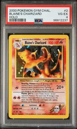 2000 Pokemon Gym Challenge Blaine's Charizard #2 Holo PSA 4 - Image 1