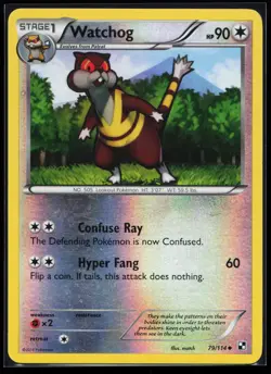 Watchog 79/114 Uncommon Black and White Reverse Holo Pokemon Card - Image 1