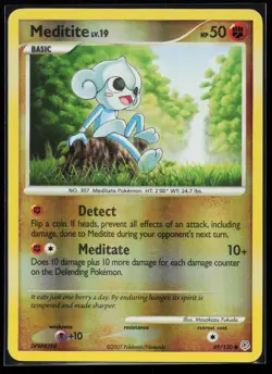Meditite 89/130 Common Diamond and Pearl Reverse Holo Pokemon Card - Image 1