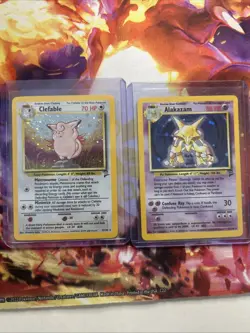 Clefable & Alakazam Holo Vintage Pokemon Card Base Set 2 - Image 1